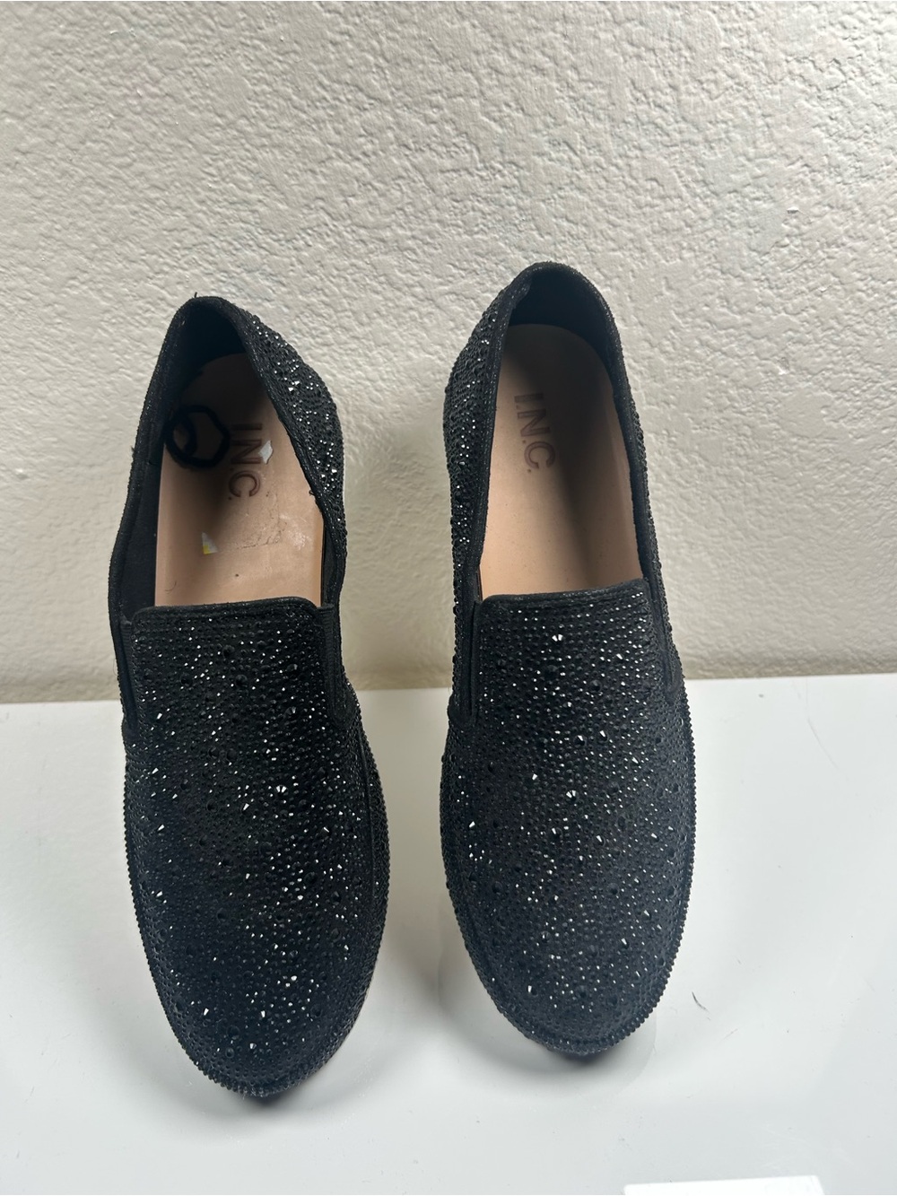 INC Black Crystal-Embellished Slip-On Loafers - Picture 2 of 5